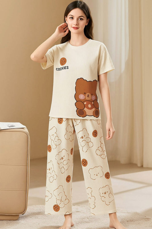 New Arrival – Cute Bear Print Night Suit Soft Jersey Fabric