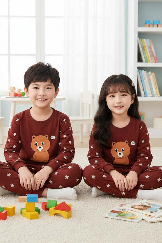 Kids Bear Print Pajama Set