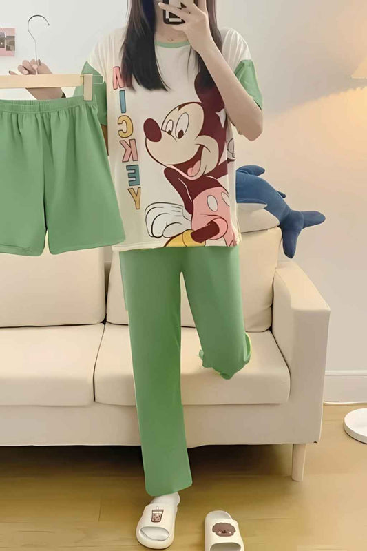 Comfy Cartoon Nightwear Combo – T-Shirt, Pajama & Shorts (Soft Jersey) (Copy)