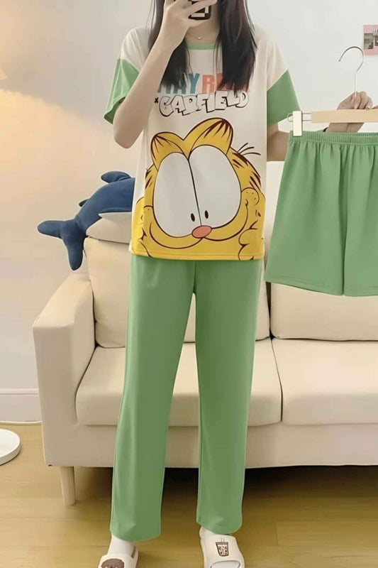 3-Piece Lounge & Sleep Set – Cartoon T-Shirt, Pajama & Shorts (Soft Jersey) (Copy)
