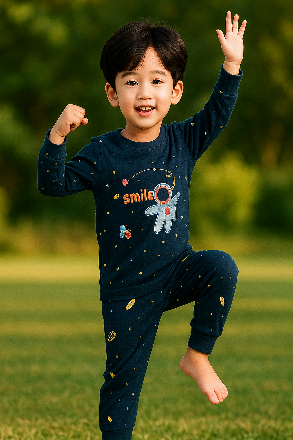 Kids Space Adventure Pajama Set – Navy Blue
