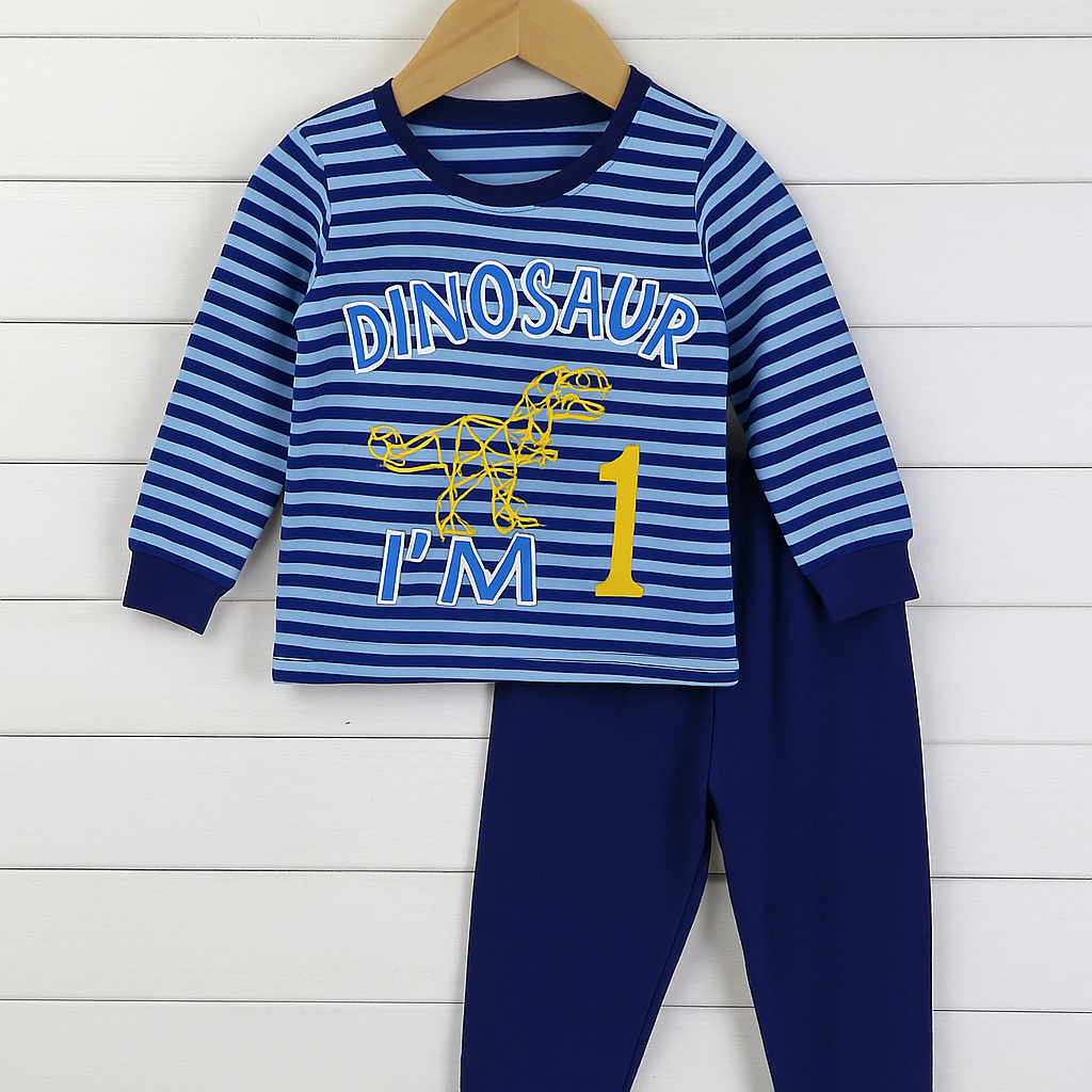 Dino Stripes Kids Night Suit - Al SafouhStore