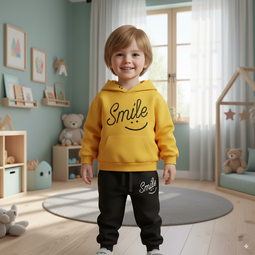 Kids Winter Printed Tracksuit – Hoodie + Trouser