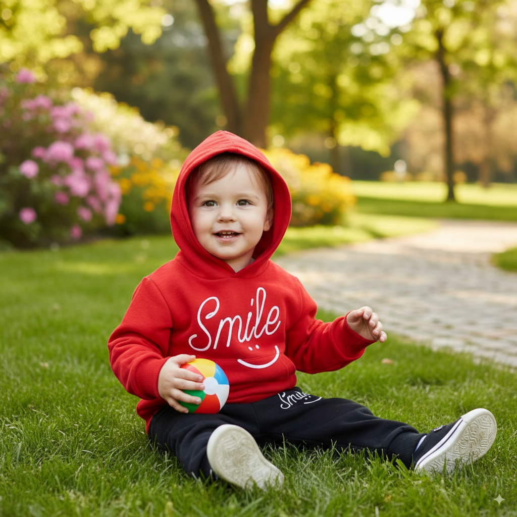 Kids Winter Printed Tracksuit – Hoodie + Trouser
