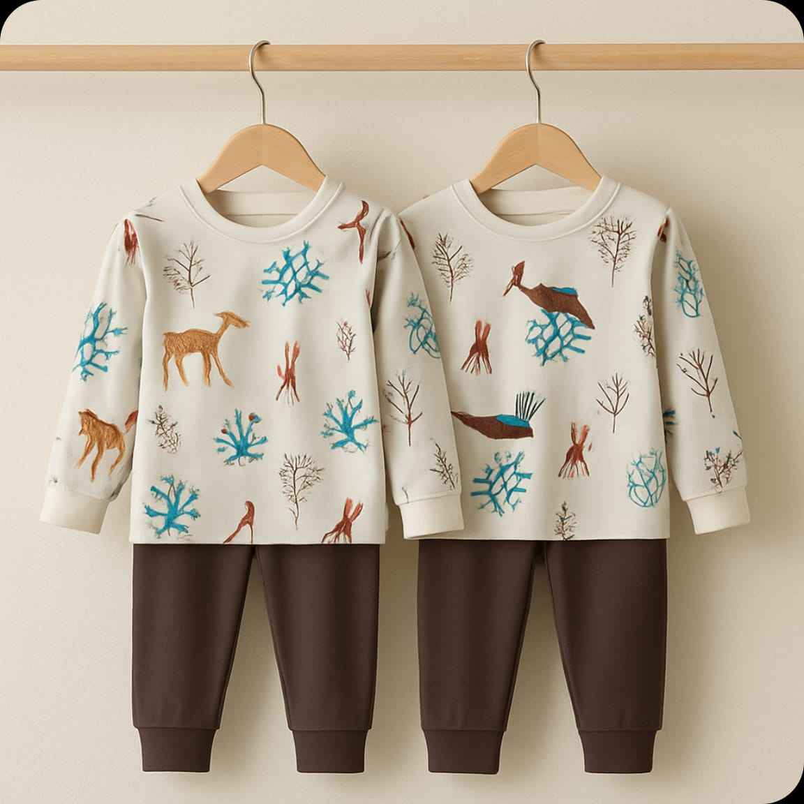 Kids Pajama Set – Soft Cotton Nightwear with Animal Print