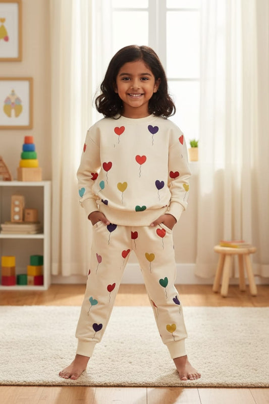 Hello Winter – Color Balloon Cream Double Fleece Set (1–10 Years)