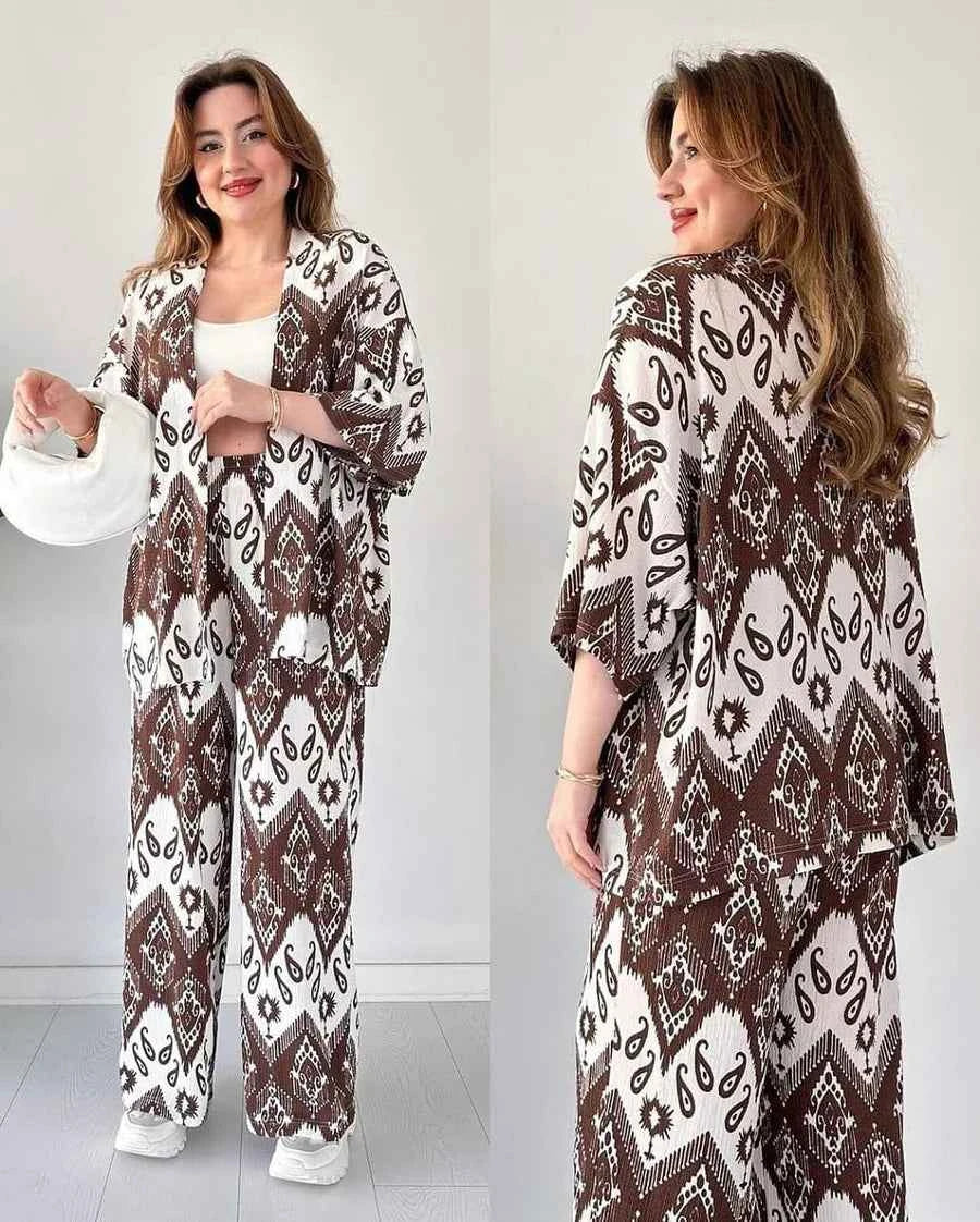 Chic Ikat Print Co-Ord Set – 2 Piece Stylish Outfit