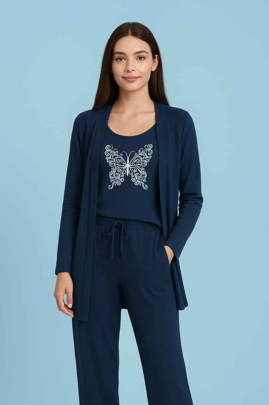 Summer Cotton 3PC Night Suit – Butterfly Design (Copy)