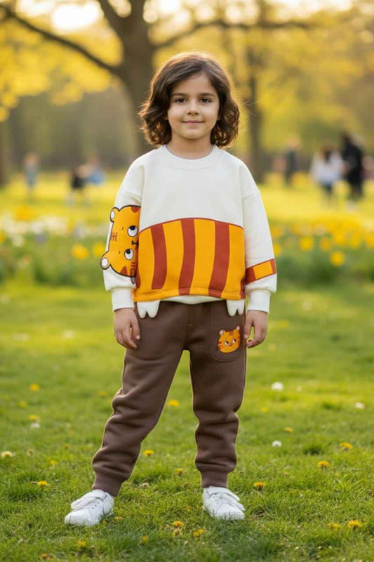 Kids Tiger Print Sweatshirt & Jogger Set | Cute Cartoon Baby & Toddler Outfit