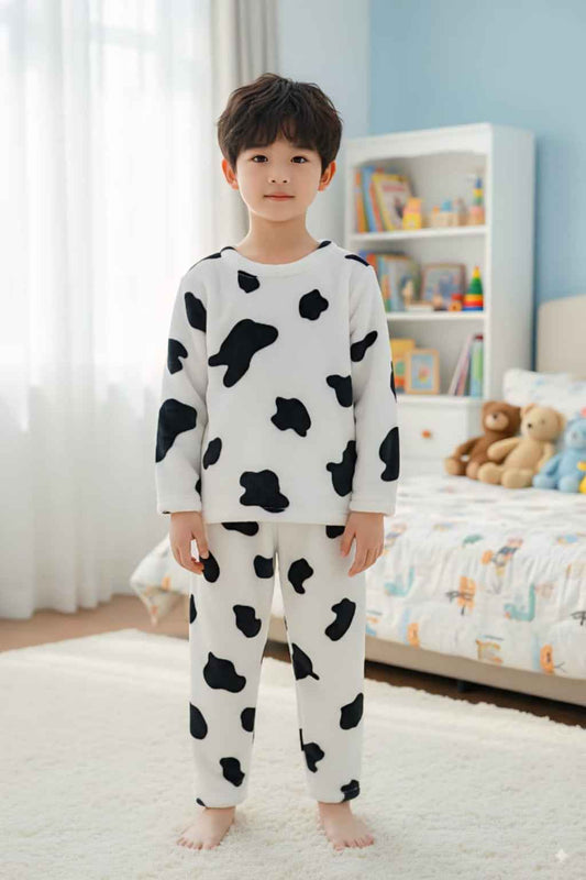 Kids Winter Fleece Pajama Set – Cow Print (1–10 Years) (Copy) (Copy)