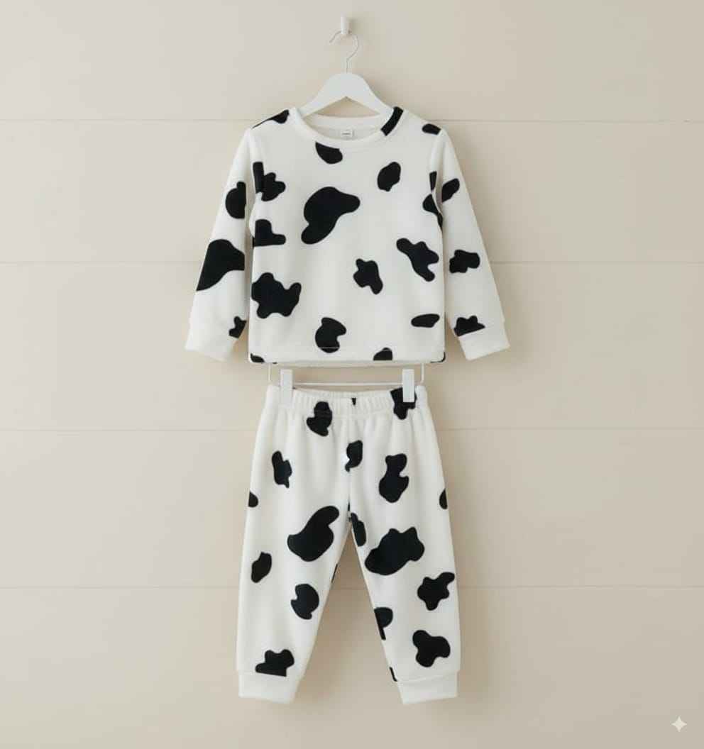 Kids Winter Fleece Pajama Set – Cow Print (1–10 Years) (Copy) (Copy)