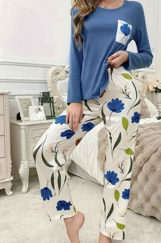 Night Suit by Safouhstore – Blue Floral Print Soft Jersey (Copy)