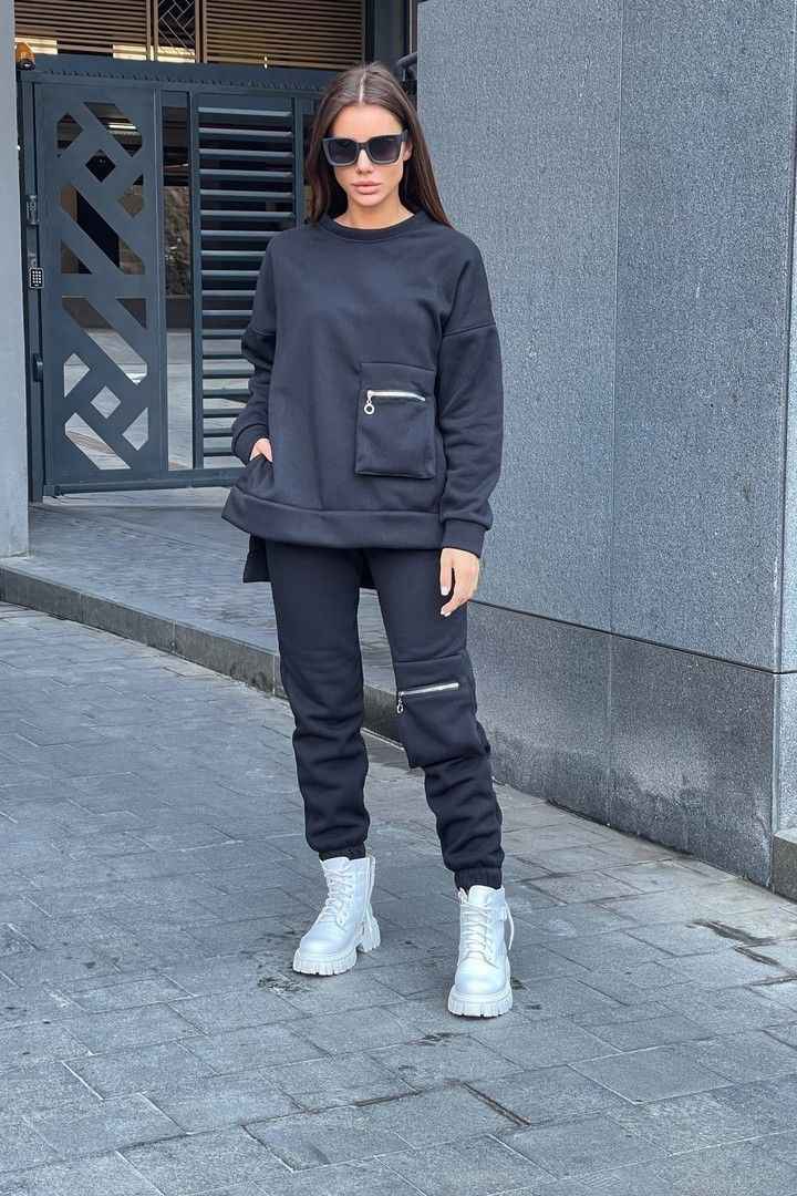 Winter Pocket Style Tracksuit – Double Fleece (Red, Beige, Black)