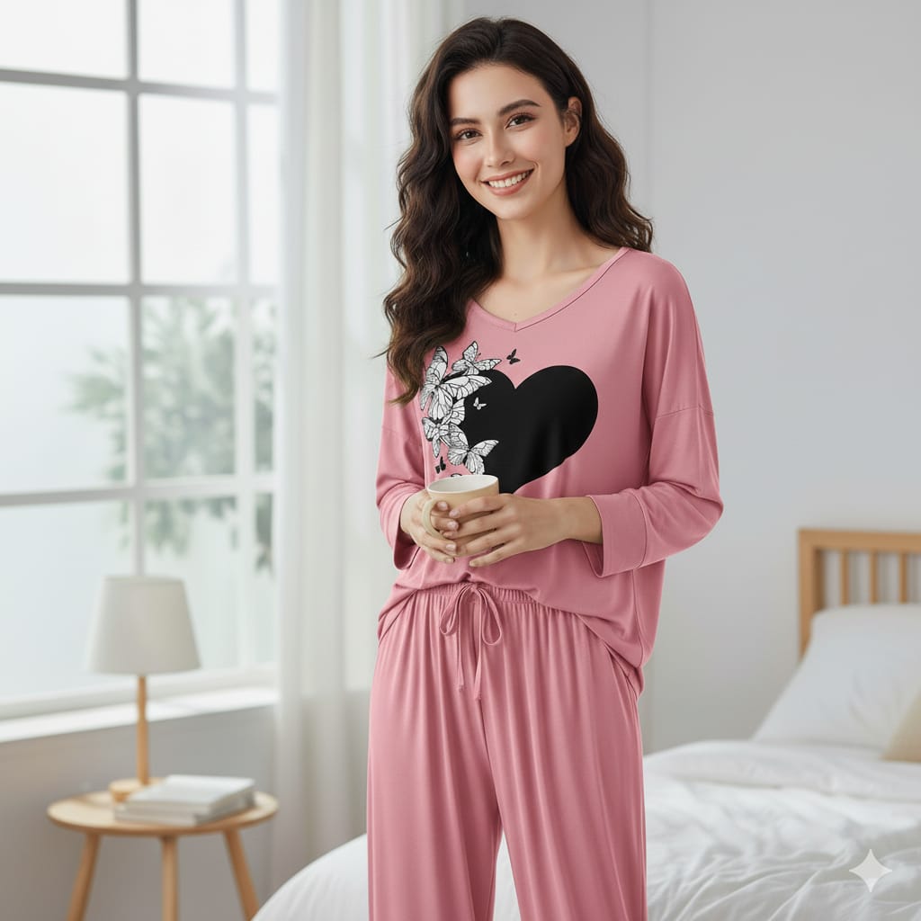 Butterfly Heart Lounge Wear Set | Soft Jersey Fabric