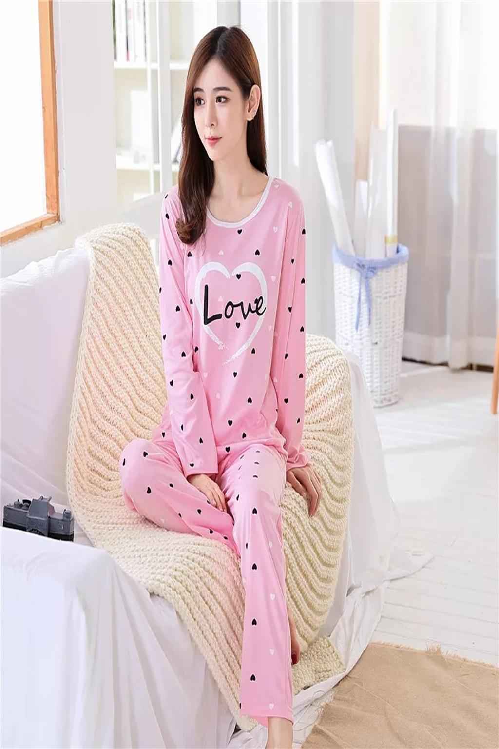 Pink Love Printed Pajama Set – Women’s Nightwear