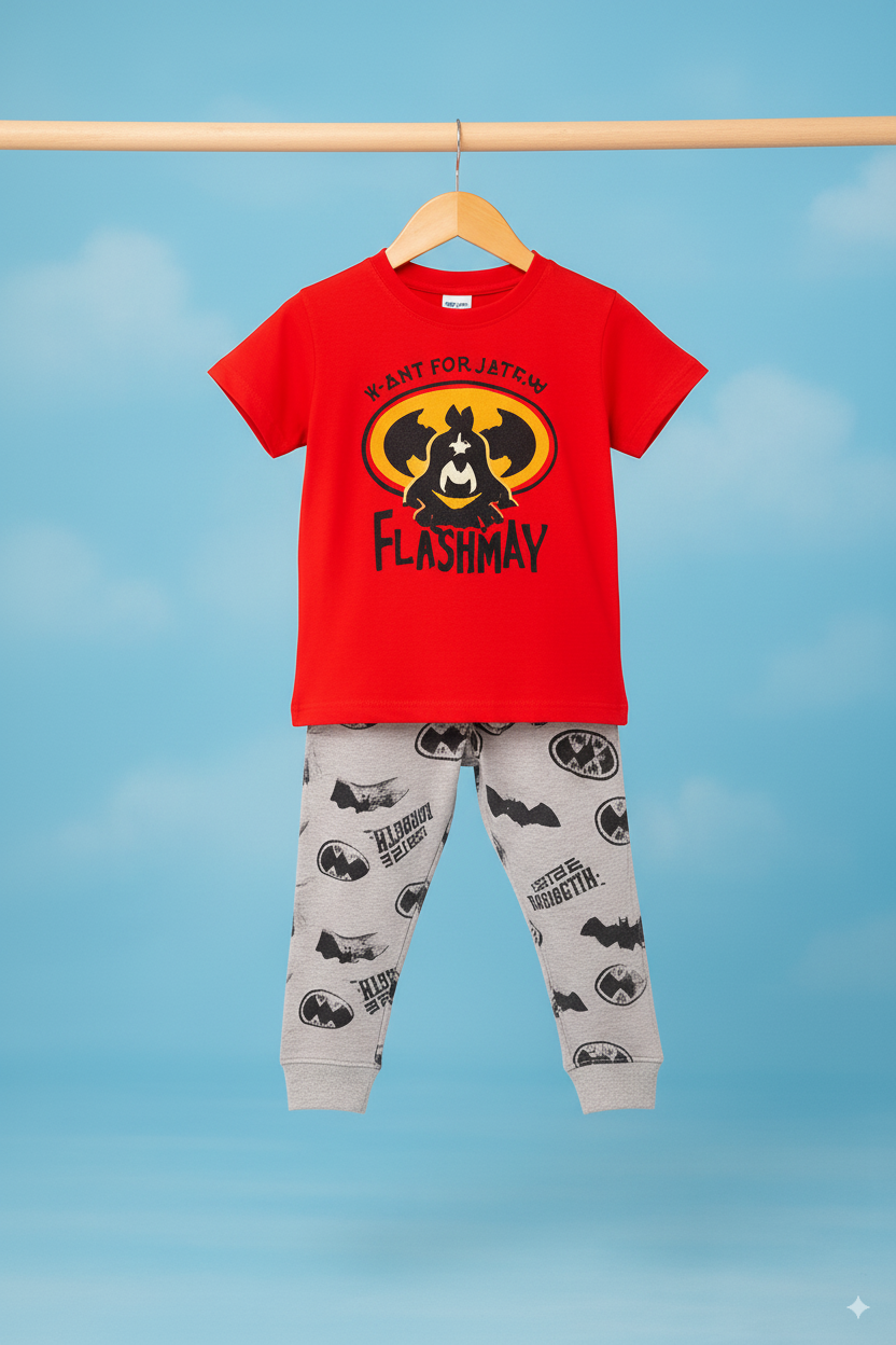 Baby Boy Red Flashman T-Shirt & Batman Pajama Set