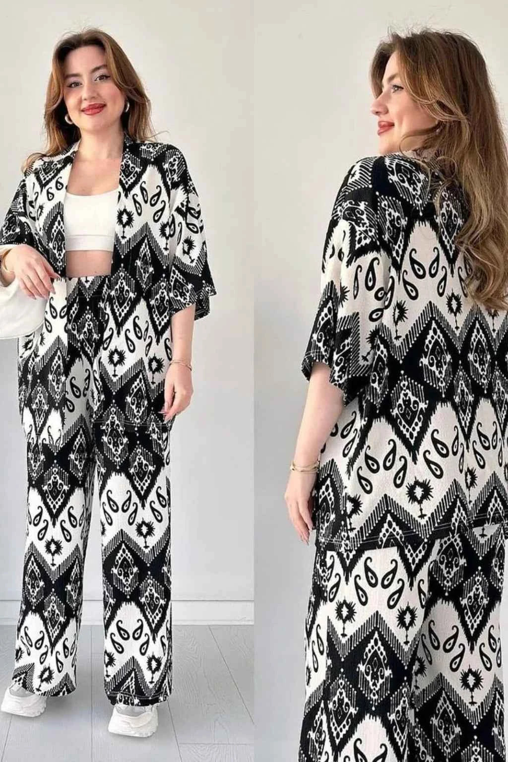 Chic Ikat Print Co-Ord Set – 2 Piece Stylish Outfit