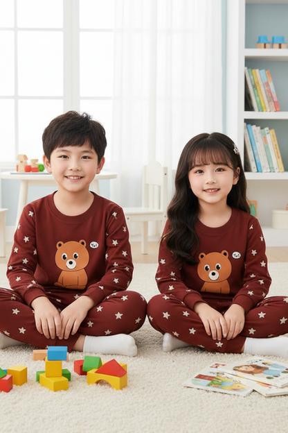 Kids Bear Print Pajama Set