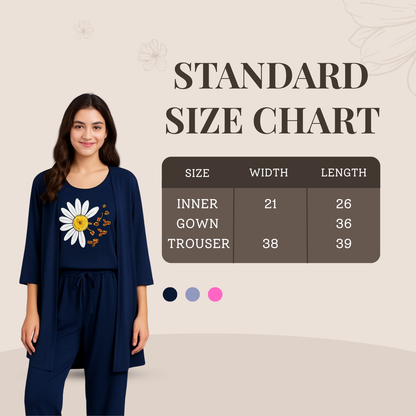 Summer Cotton 3PC Night Suit – Butterfly Design - Al SafouhStore