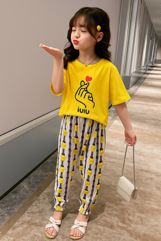 Baby Baba Yellow Heart T-Shirt & Pineapple Pajama - Al SafouhStore