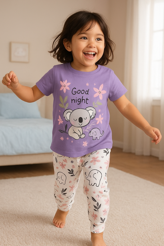 Baby Girl Purple Koala T-Shirt & Elephant Pajama Set - Al SafouhStore