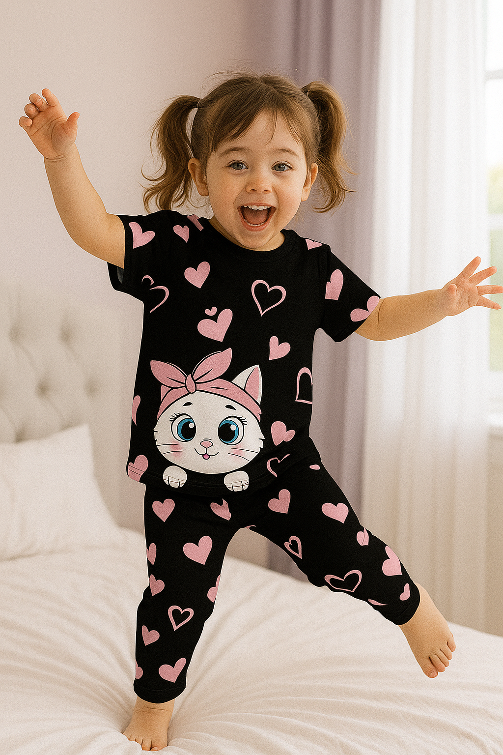 Baby Girl Kitty Love Nightwear Set - Al SafouhStore