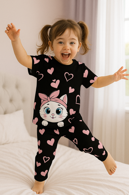 Baby Girl Kitty Love Nightwear Set - Al SafouhStore