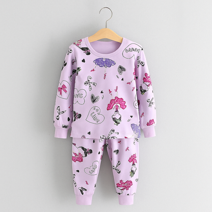Girls Cartoon Print Pajama Set – Soft Cotton - Al SafouhStore