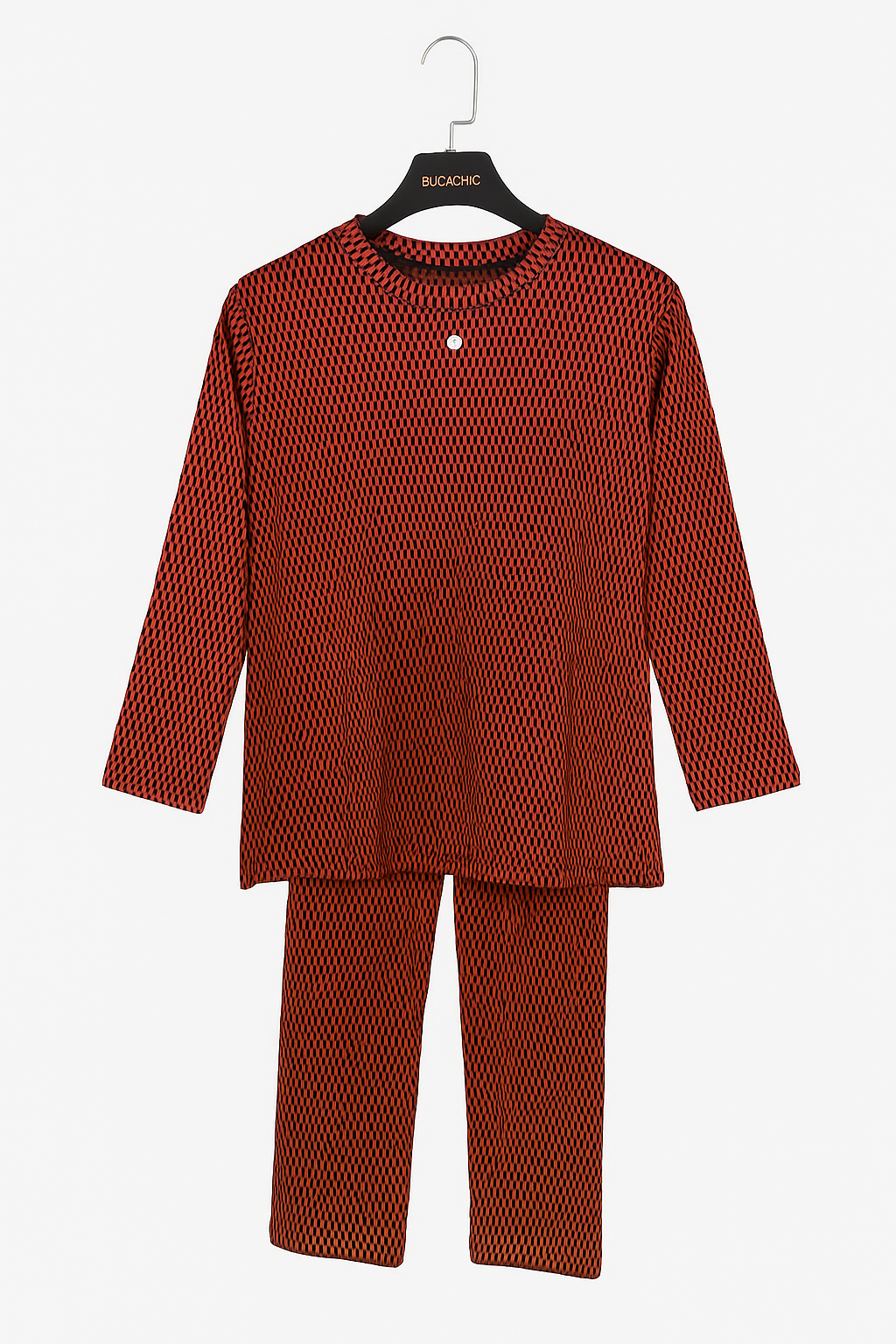 Winter Warm Terry Fleece Nightwear Set – Maroon & Black - Al SafouhStore