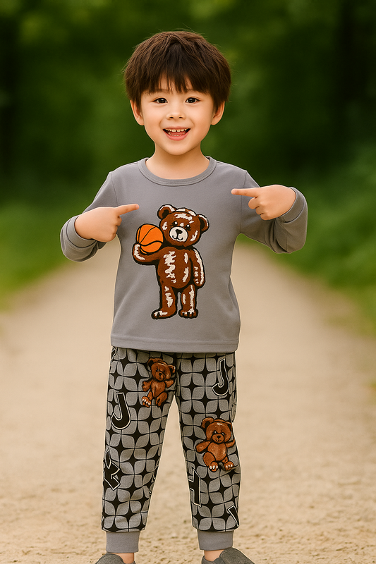 Kids Bear Print Suit – Cozy & Playful - Al SafouhStore