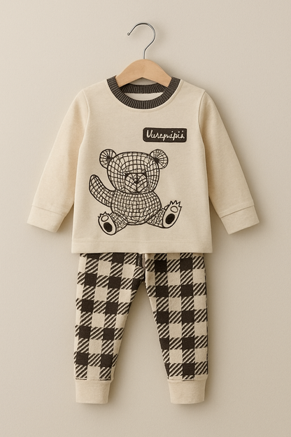 Kids Teddy Print Pajama Set – Soft Jersey - Al SafouhStore