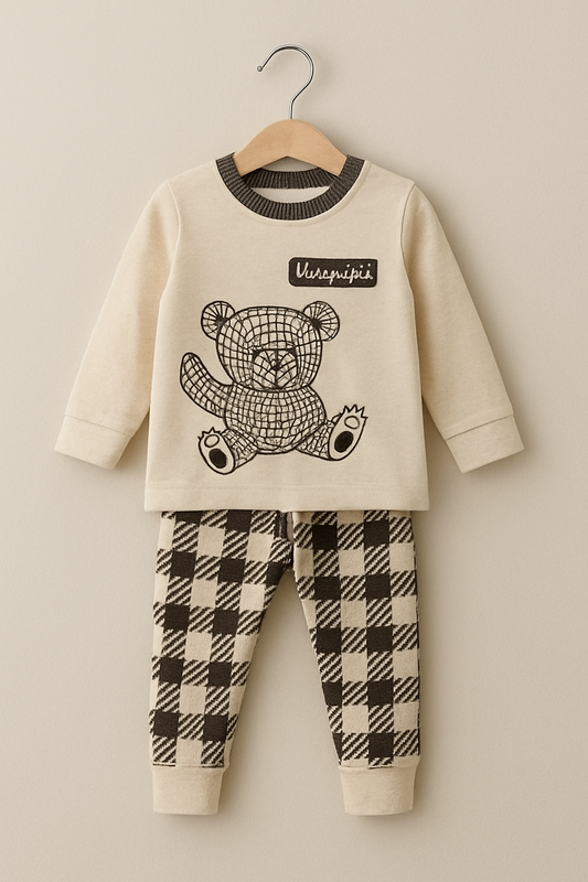 Kids Teddy Print Pajama Set – Soft Jersey - Al SafouhStore