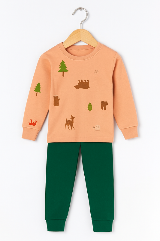 Kids Forest Print Pajama Set – Soft Cotton - Al SafouhStore