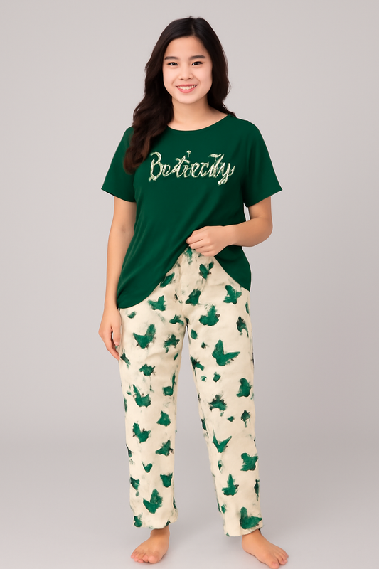 Butterfly Print Pajama Set – Plus Size Nightwear - Al SafouhStore