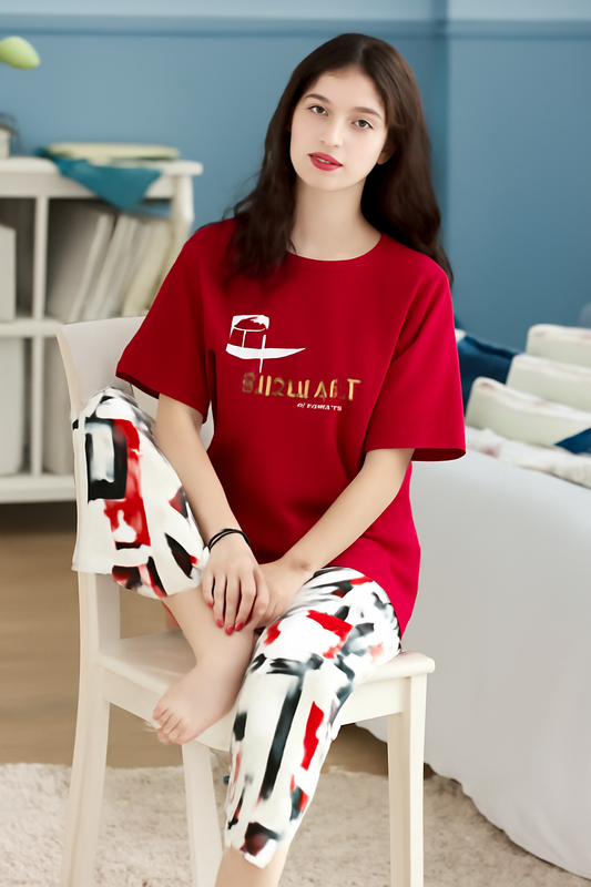 Cozy Relaxation in a Graphic Pajama Set - Al SafouhStore