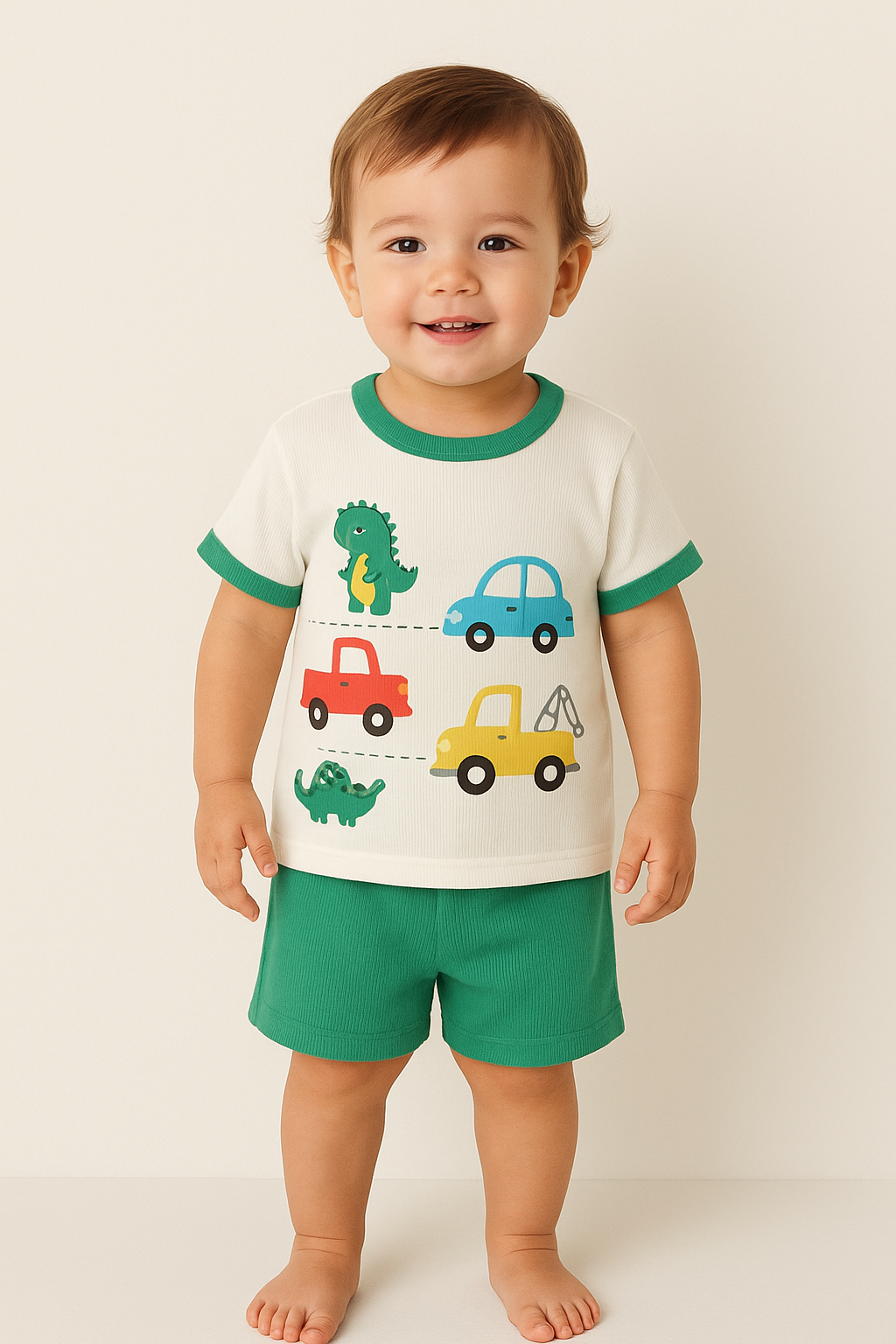 Cute Kids Printed Night Suit Dinosaur & Car Design - Al SafouhStore