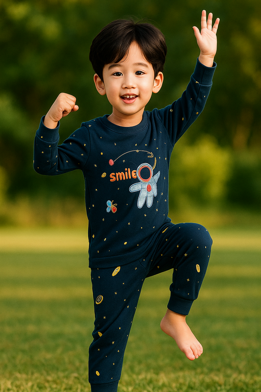 Kids Space Adventure Pajama Set – Navy Blue