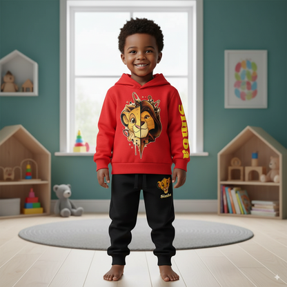 Boys & Girls Simba Printed Tracksuit – Cozy Hoodie + Pants