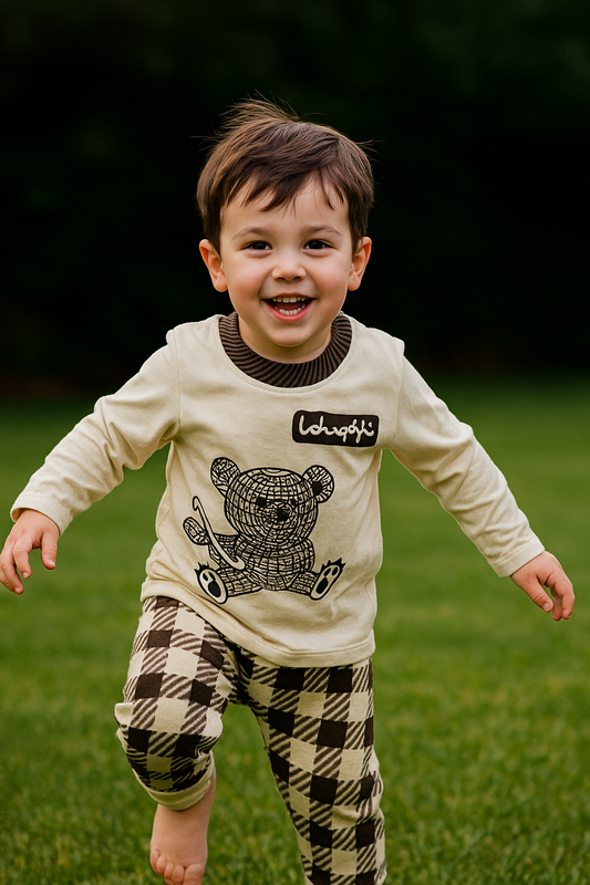 Kids Teddy Print Pajama Set – Soft Jersey - Al SafouhStore