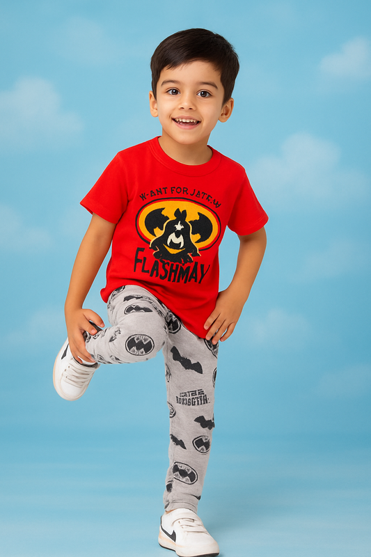 Baby Boy Red Flashman T-Shirt & Batman Pajama Set - Al SafouhStore