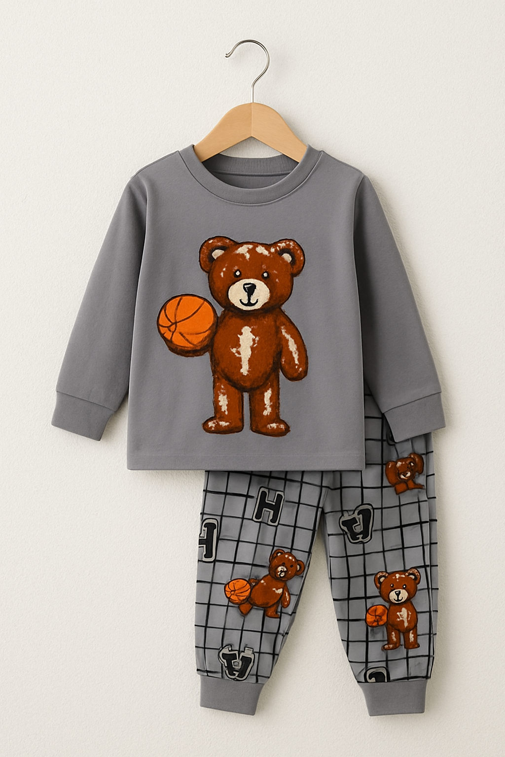 Kids Bear Print Suit – Cozy & Playful - Al SafouhStore