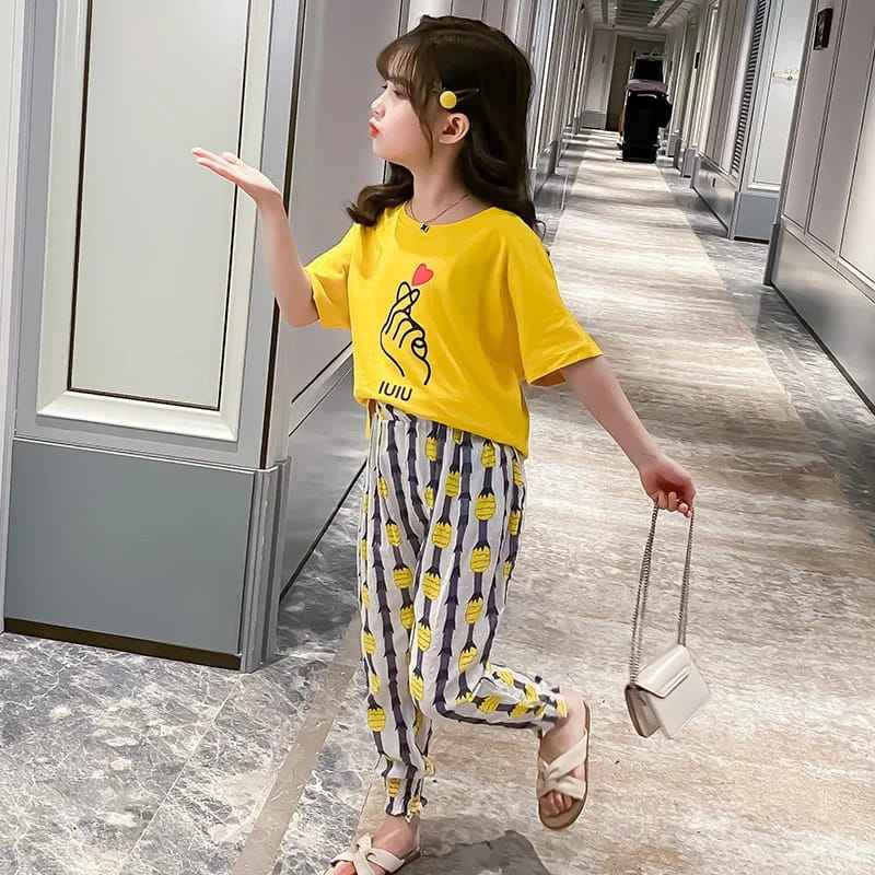 Baby Baba Yellow Heart T-Shirt & Pineapple Pajama
