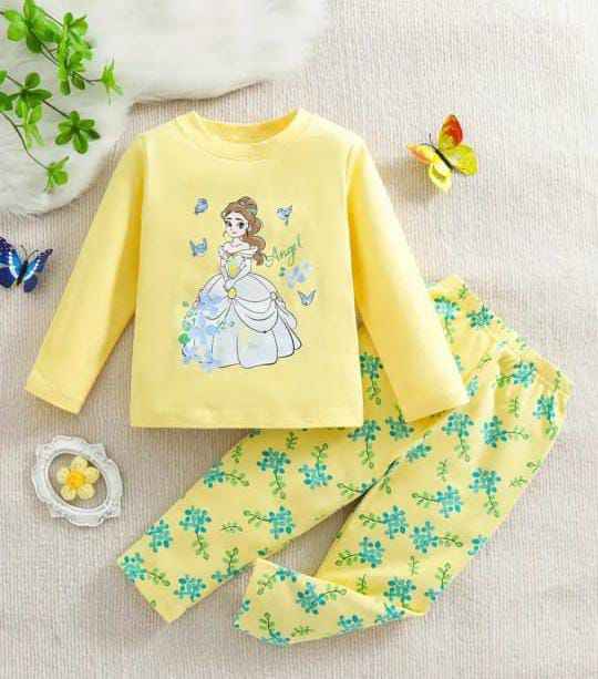 Girls Yellow Princess Nightwear Suit