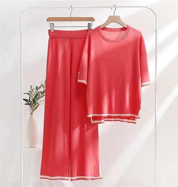 Elegant Coral Pink Two-Piece Lounge Set