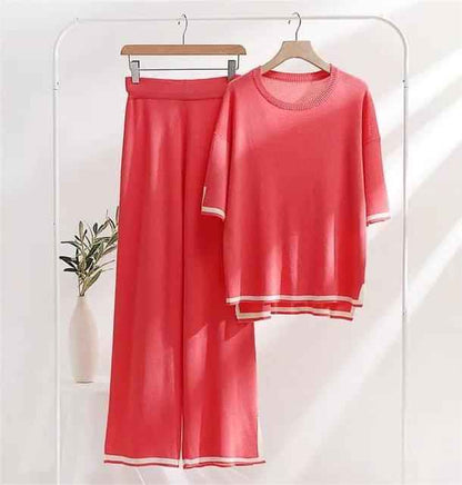 Elegant Coral Pink Two-Piece Lounge Set