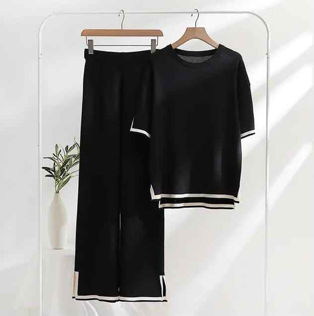 Comfortable Black Set with White Trim