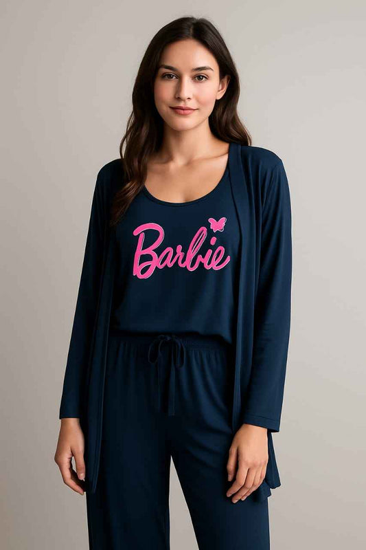 Barbie Print 3pc Night Suit
