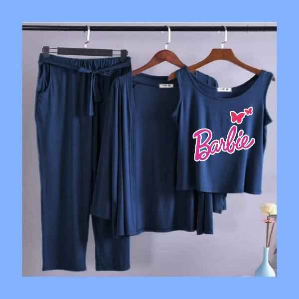 Barbie Print 3pc Night Suit