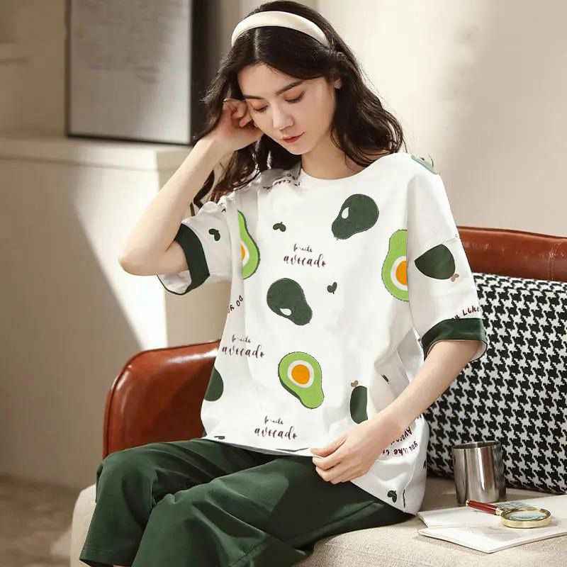 Avocado Print Nightwear Set – Soft & Stylish Loungewear