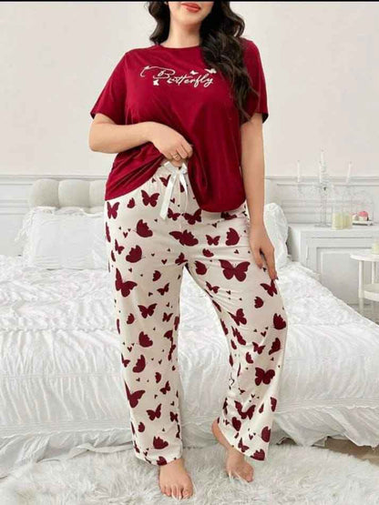 Maroon Top with Floral Print Pajama – Women’s Nightwear Set